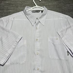 Element Button Up Shirt Men's L Purple Striped Y2K Short Sleeve